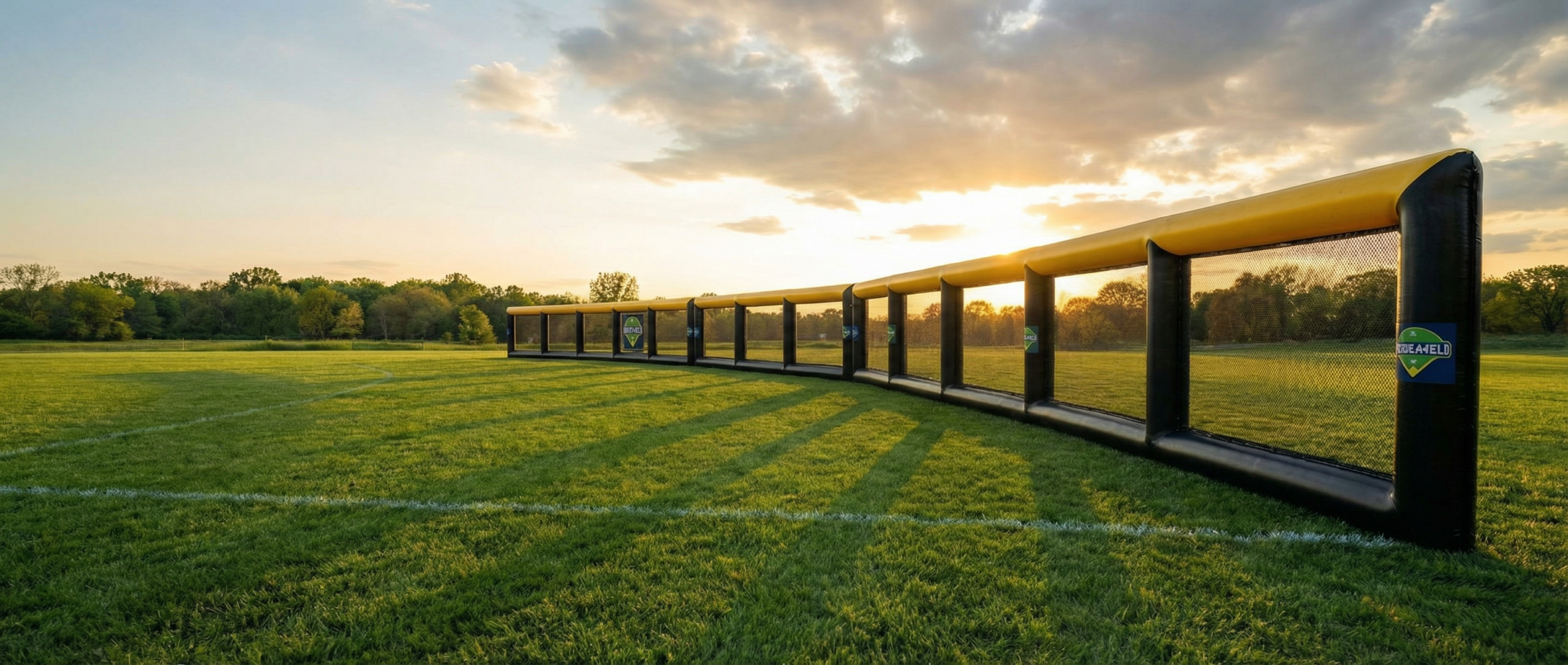 Inflatable home run fence at golden hour