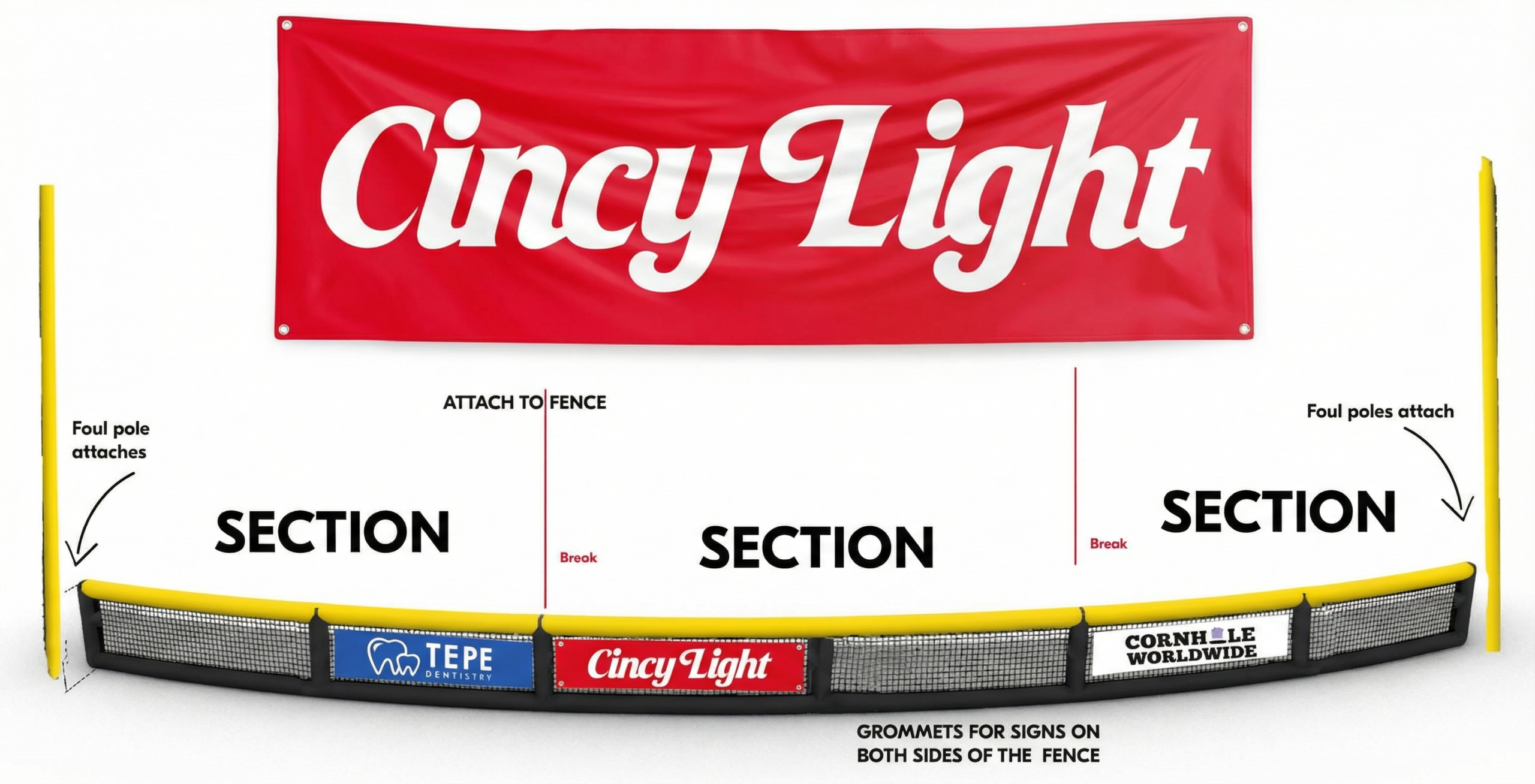 Sponsor panel concept on inflatable fence